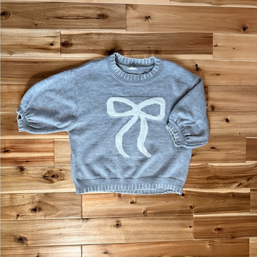 Grey Bow Crewneck Sweater